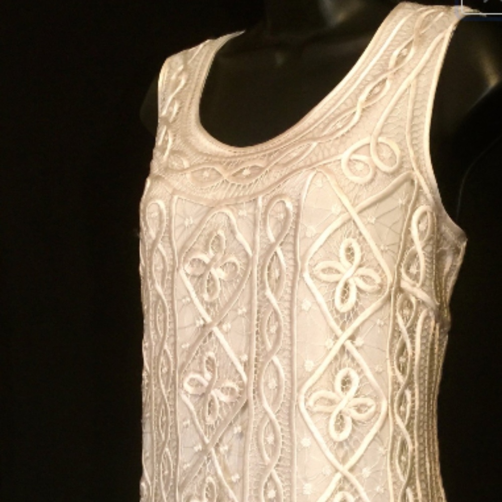 90s Ivory Ribbon Crochet and Chiffon Gown  VS167